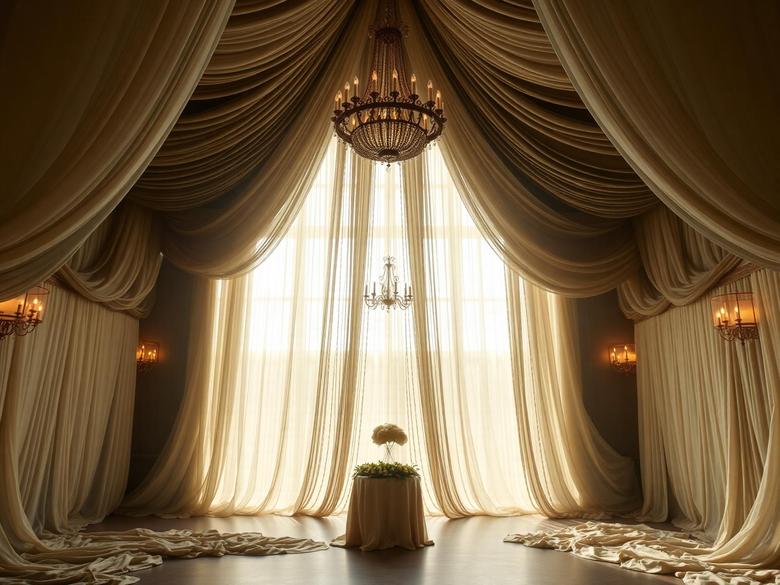 Draped fabric event hall with cathedral light